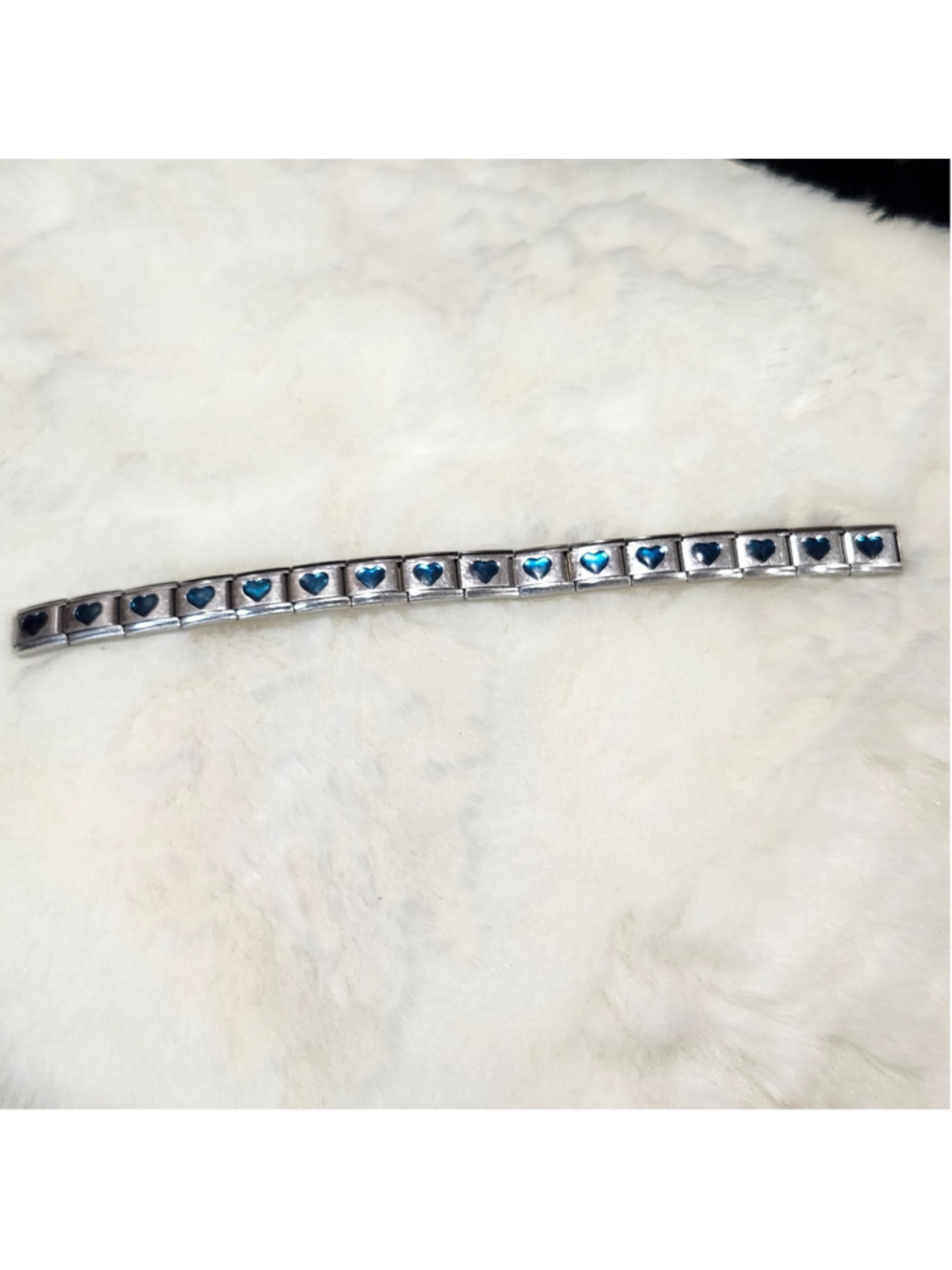 Elise Italia Italian Charm Blue Heart Charm Bracelet 6"